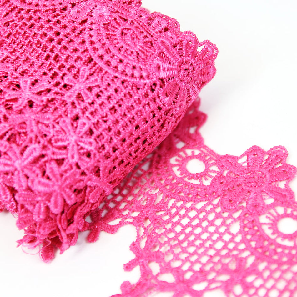 Lace Guipure Trim w Daisies & Lattice