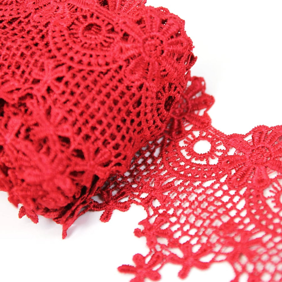Lace Guipure Trim w Daisies & Lattice
