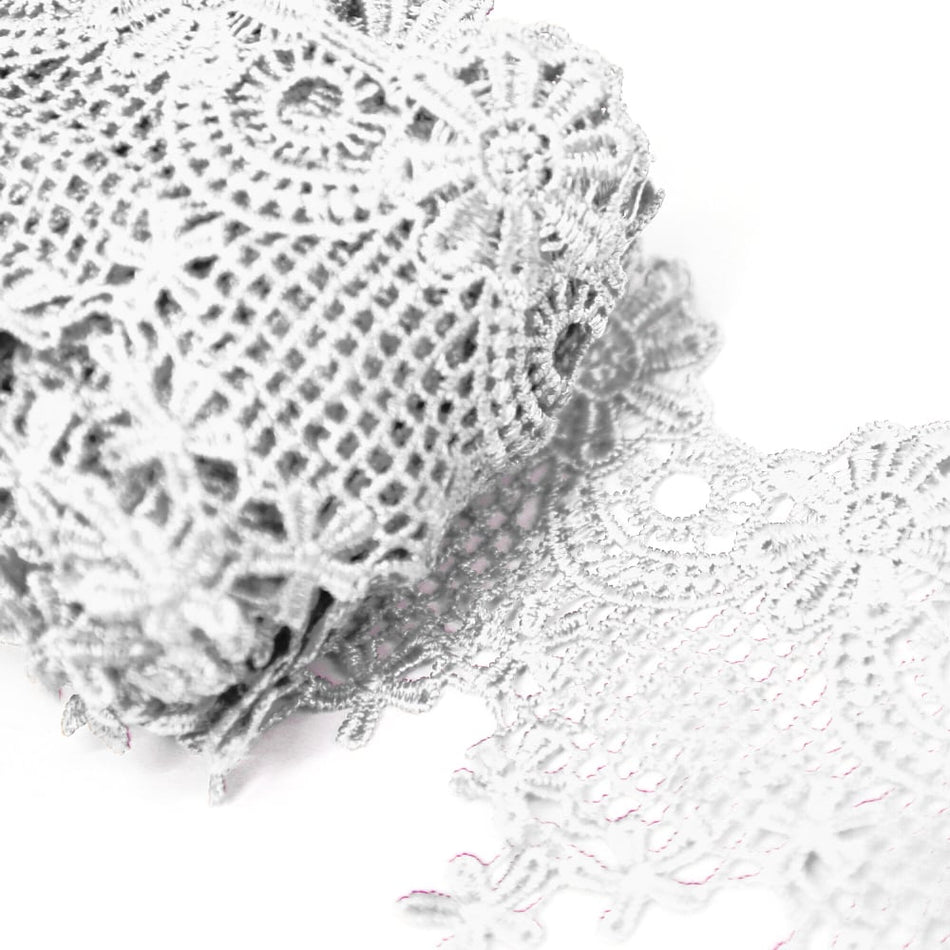 Lace Guipure Trim w Daisies & Lattice