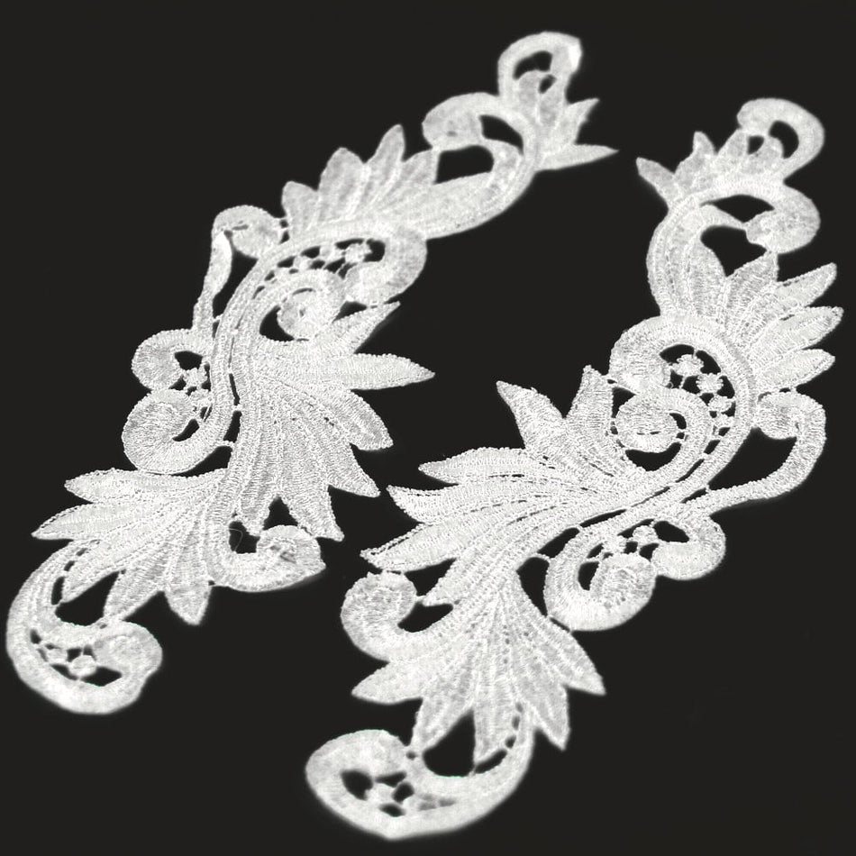 Swirl Leaf Guipure Lace Motif (Pair)