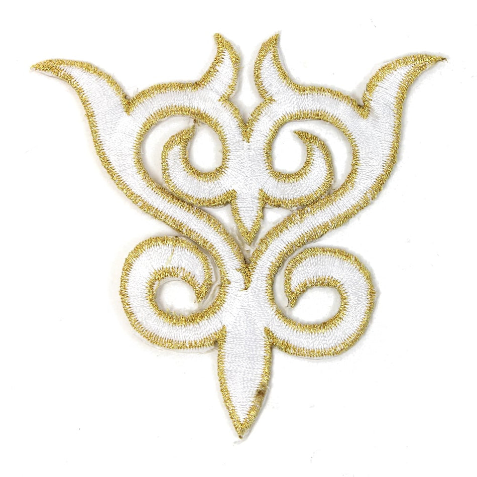 Fleur Crest Royal Swirl Iron-On Embroidered Motif
