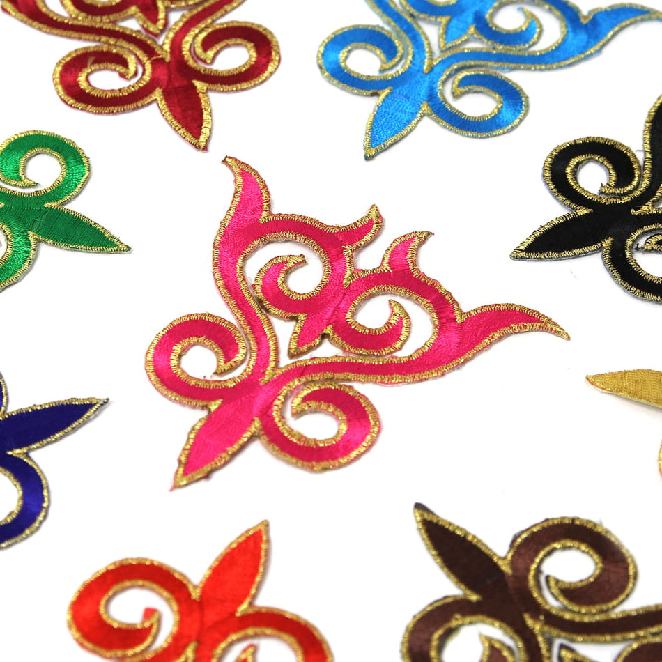 Fleur Crest Royal Swirl Iron-On Embroidered Motif