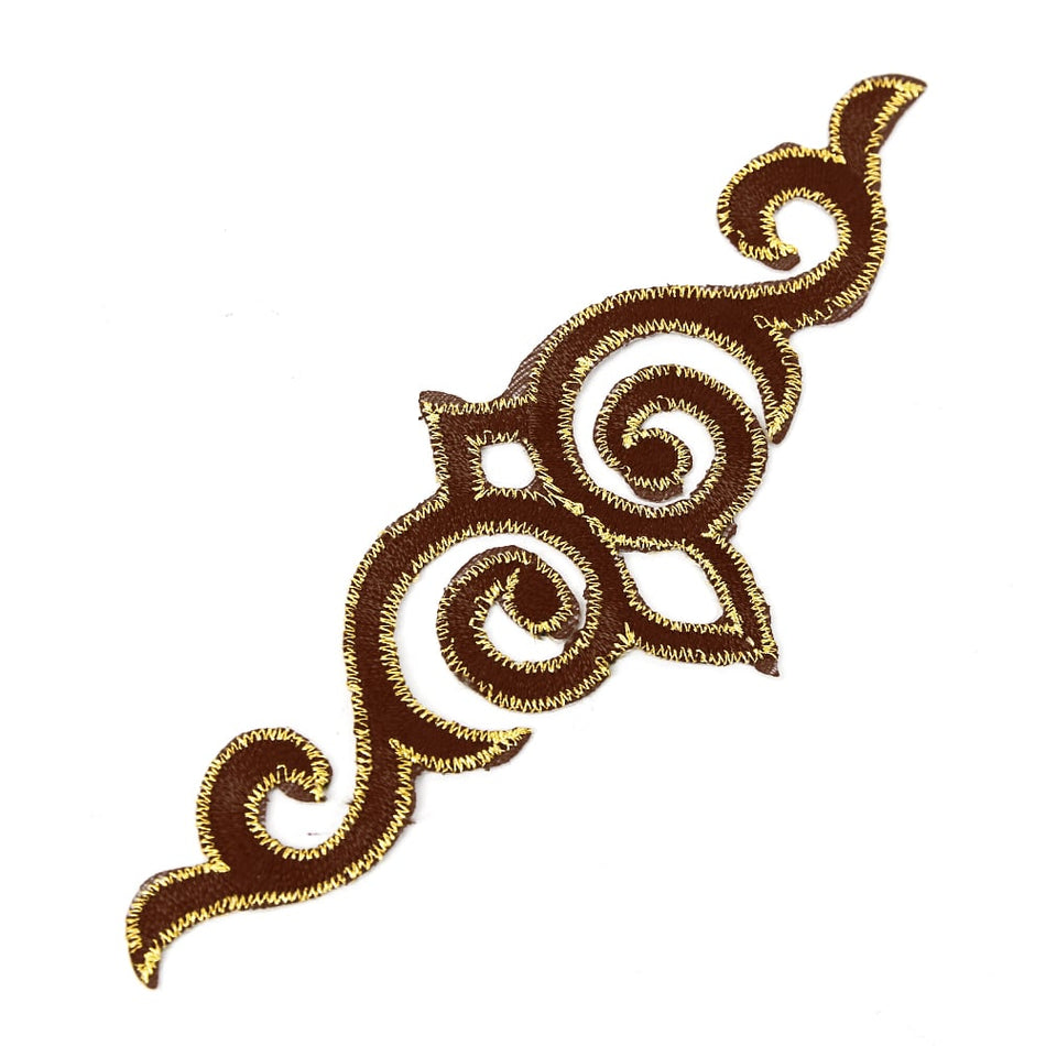 Royal Swirl Iron-On Embroidered Motif - 13.5cm