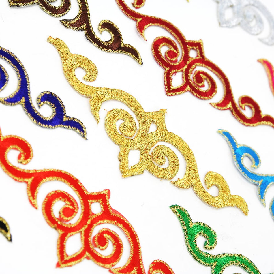 Royal Swirl Iron-On Embroidered Motif - 13.5cm