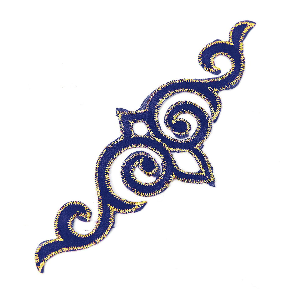 Royal Swirl Iron-On Embroidered Motif - 13.5cm