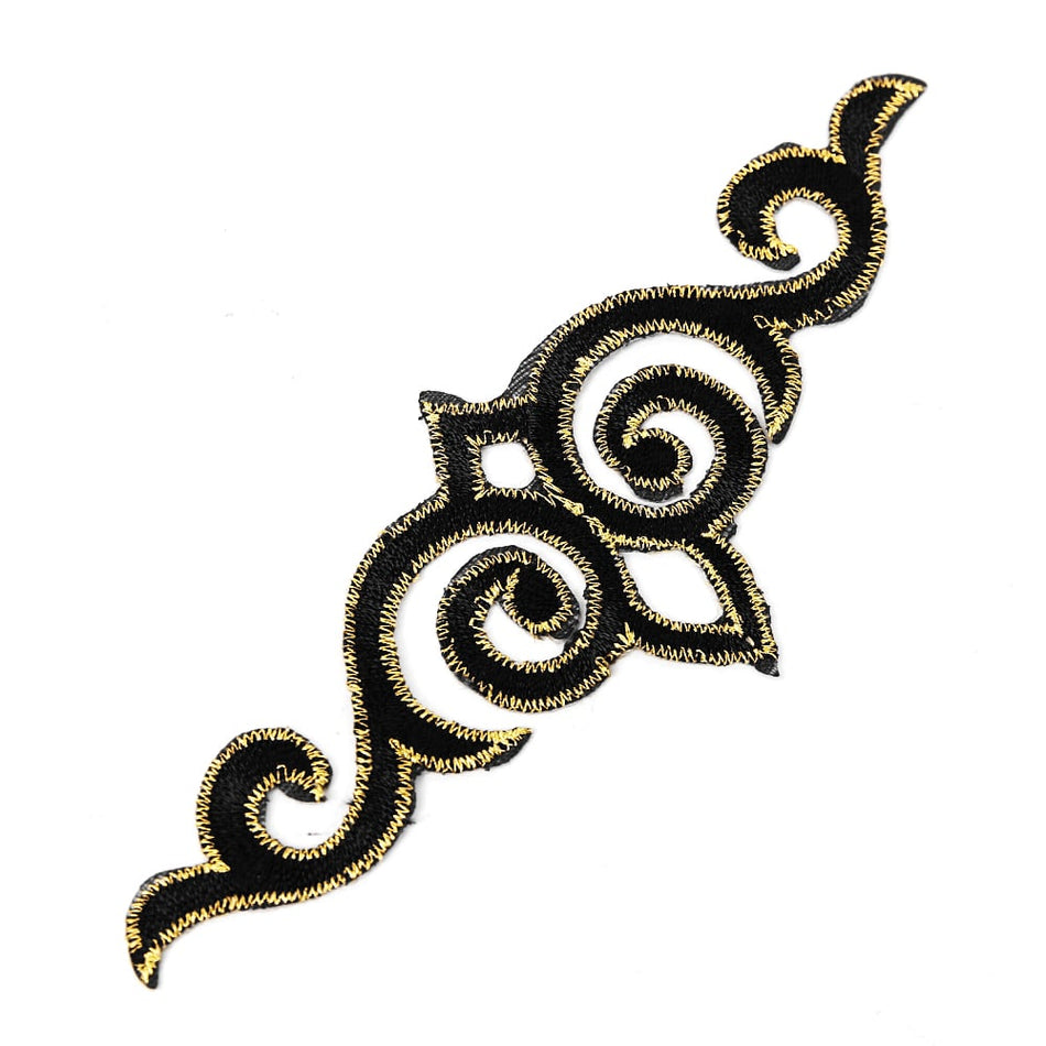 Royal Swirl Iron-On Embroidered Motif - 13.5cm