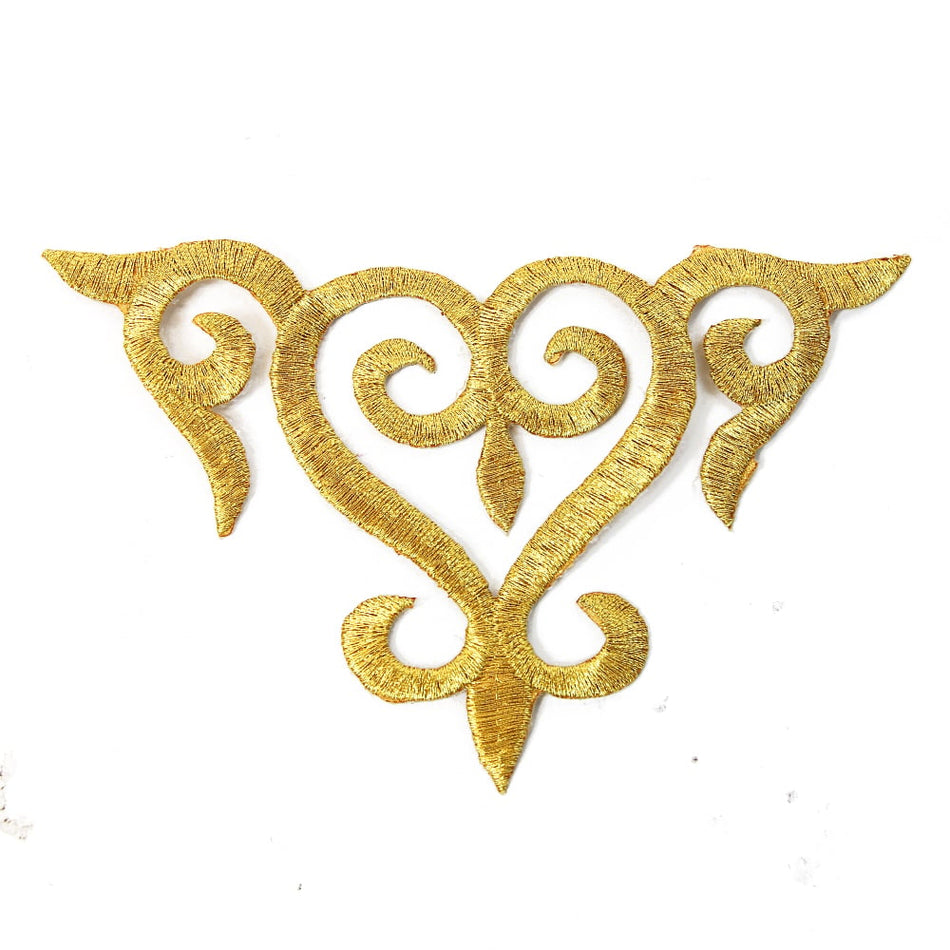 Heart Crest Royal Swirl Iron-On Embroidered Motif