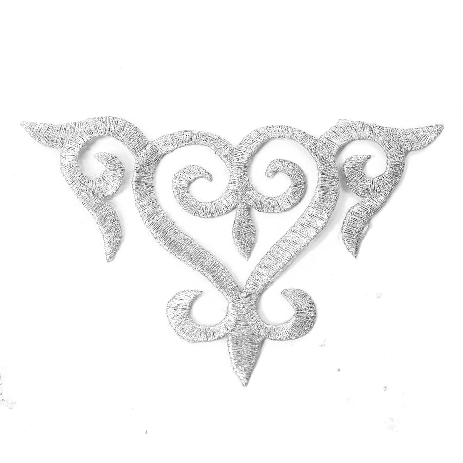 Heart Crest Royal Swirl Iron-On Embroidered Motif