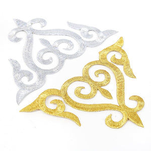 Heart Crest Royal Swirl Iron-On Embroidered Motif