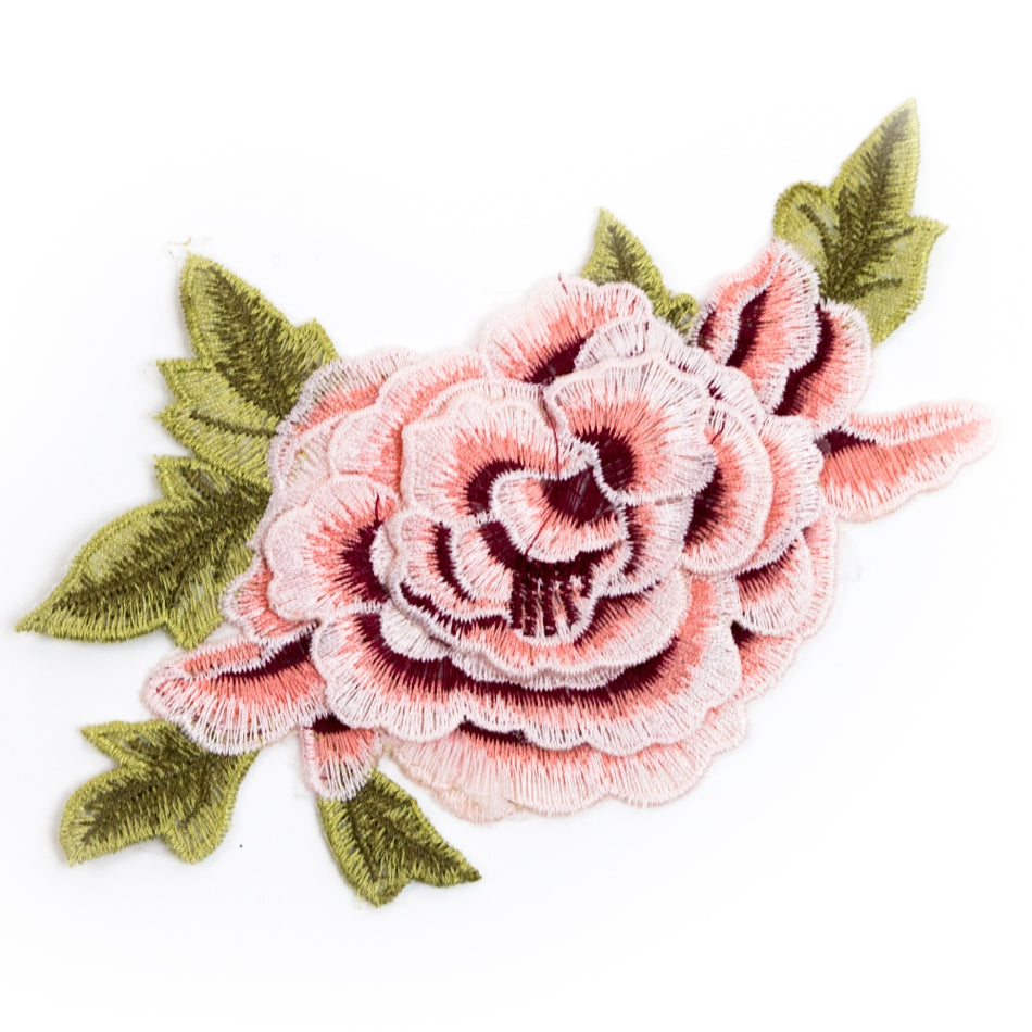 Motif Embroidered Rose Flower Applique