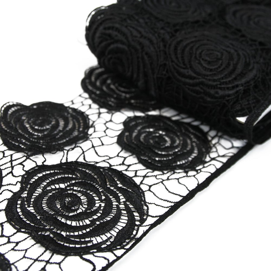 Lace Guipure Trim w Large Roses
