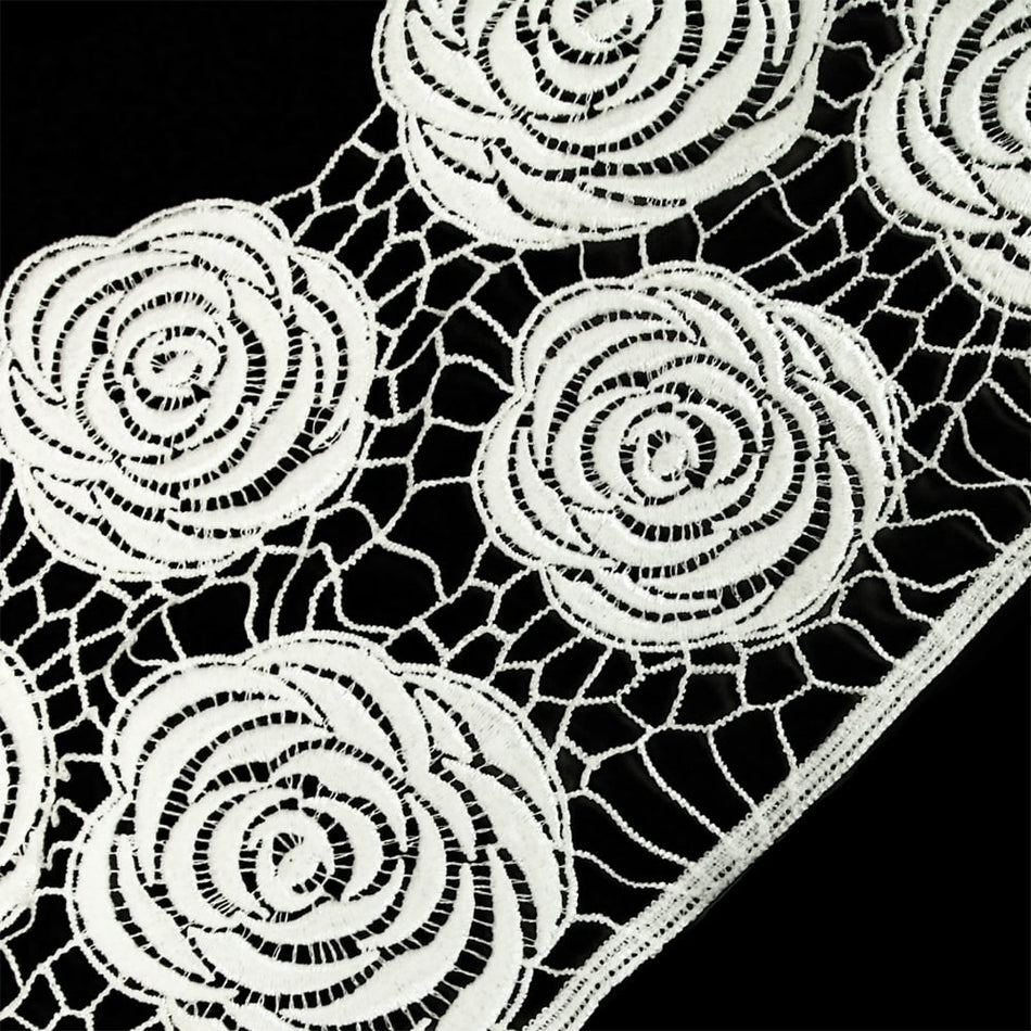 Lace Guipure Trim w Large Roses