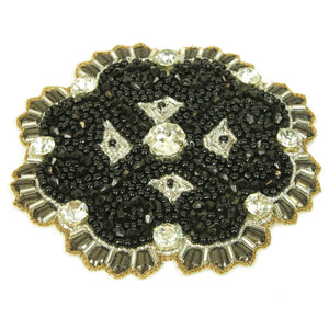 Motif Beaded Flower w Diamante Crystals Applique