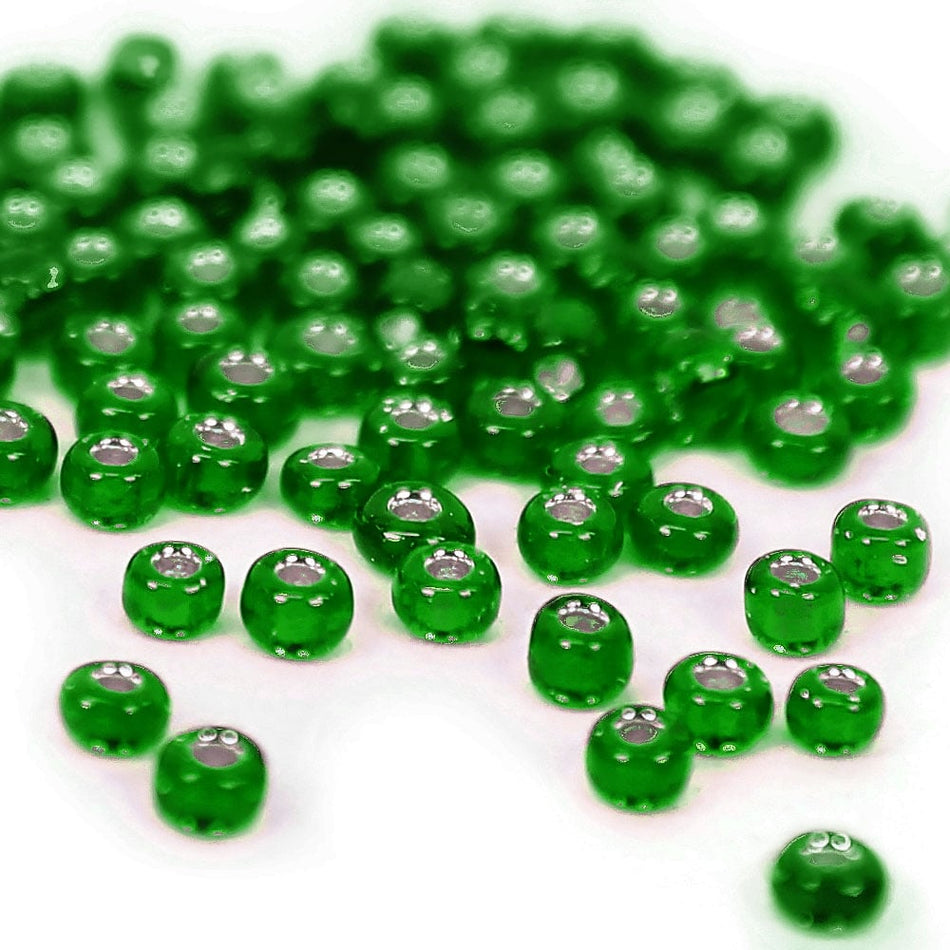 Silver-Lined Round Glass Seed Beads - 8/0 3mm