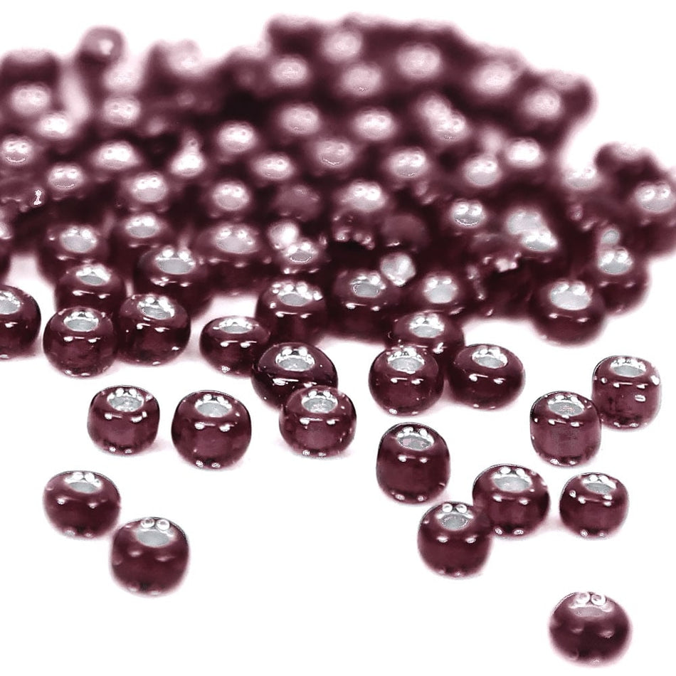 Silver-Lined Round Glass Seed Beads - 8/0 3mm