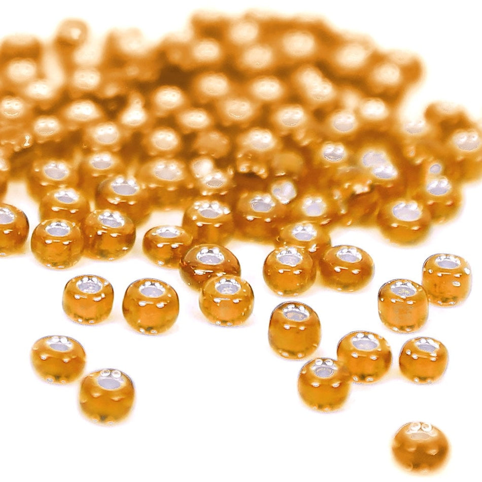 Silver-Lined Round Glass Seed Beads - 8/0 3mm