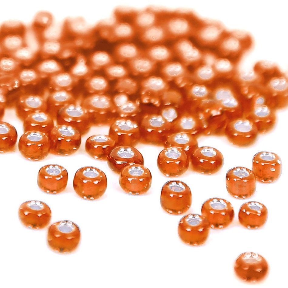 Silver-Lined Round Glass Seed Beads - 8/0 3mm