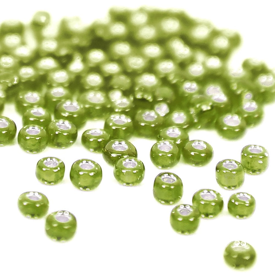 Silver-Lined Round Glass Seed Beads - 8/0 3mm
