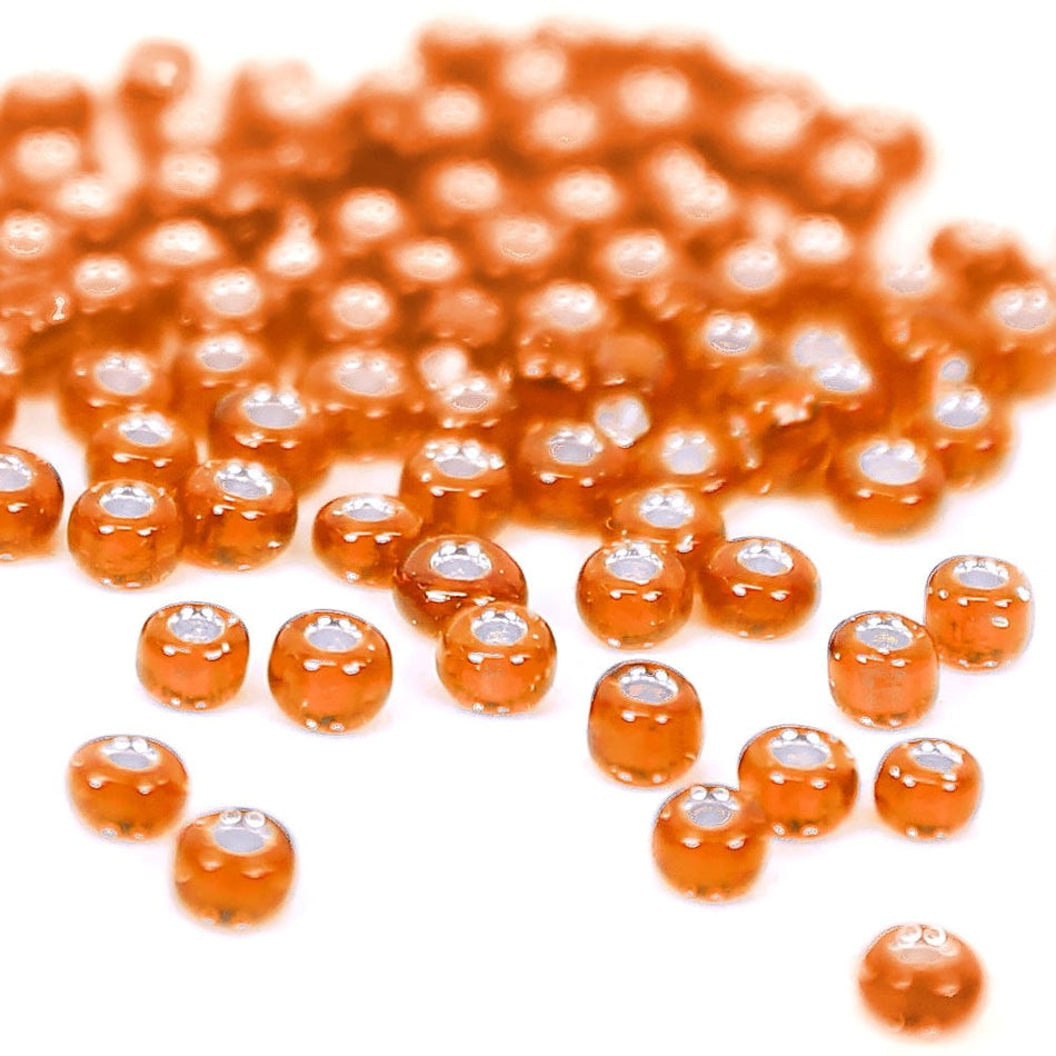 Silver-Lined Round Glass Seed Beads - 8/0 3mm