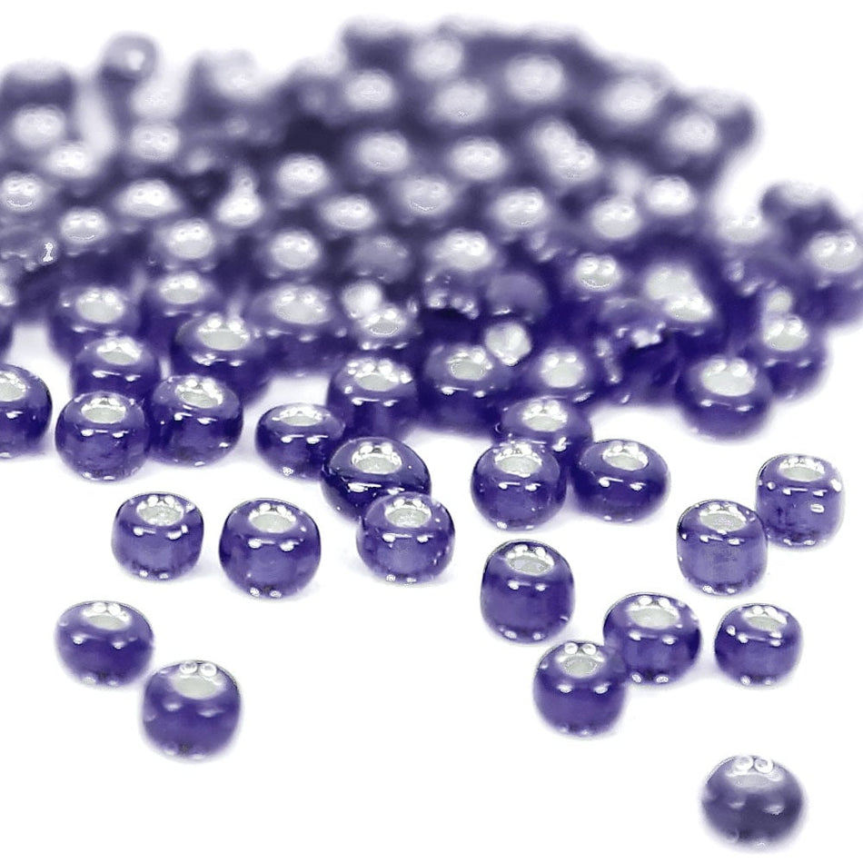 Silver-Lined Round Glass Seed Beads - 8/0 3mm