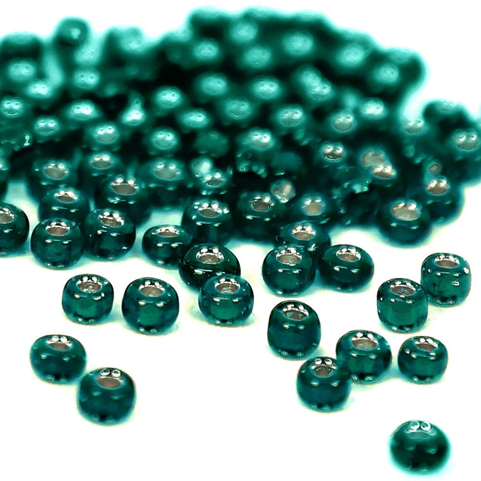 Silver-Lined Round Glass Seed Beads - 8/0 3mm