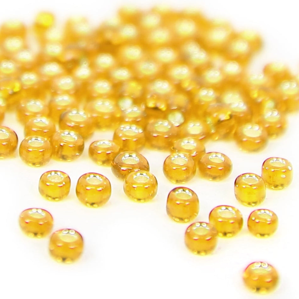 Silver-Lined Round Glass Seed Beads - 8/0 3mm
