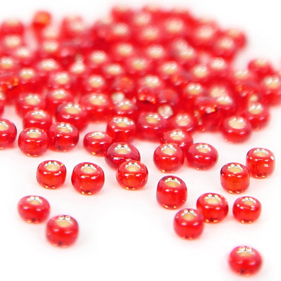 Silver-Lined Round Glass Seed Beads - 12/0 1.9mm