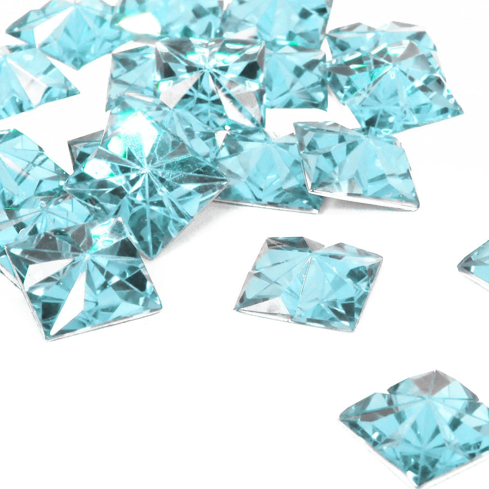 Square Flat-Back Star Engraved Acrylic Resin Rhinestone - 14x14mm (24 Pack)