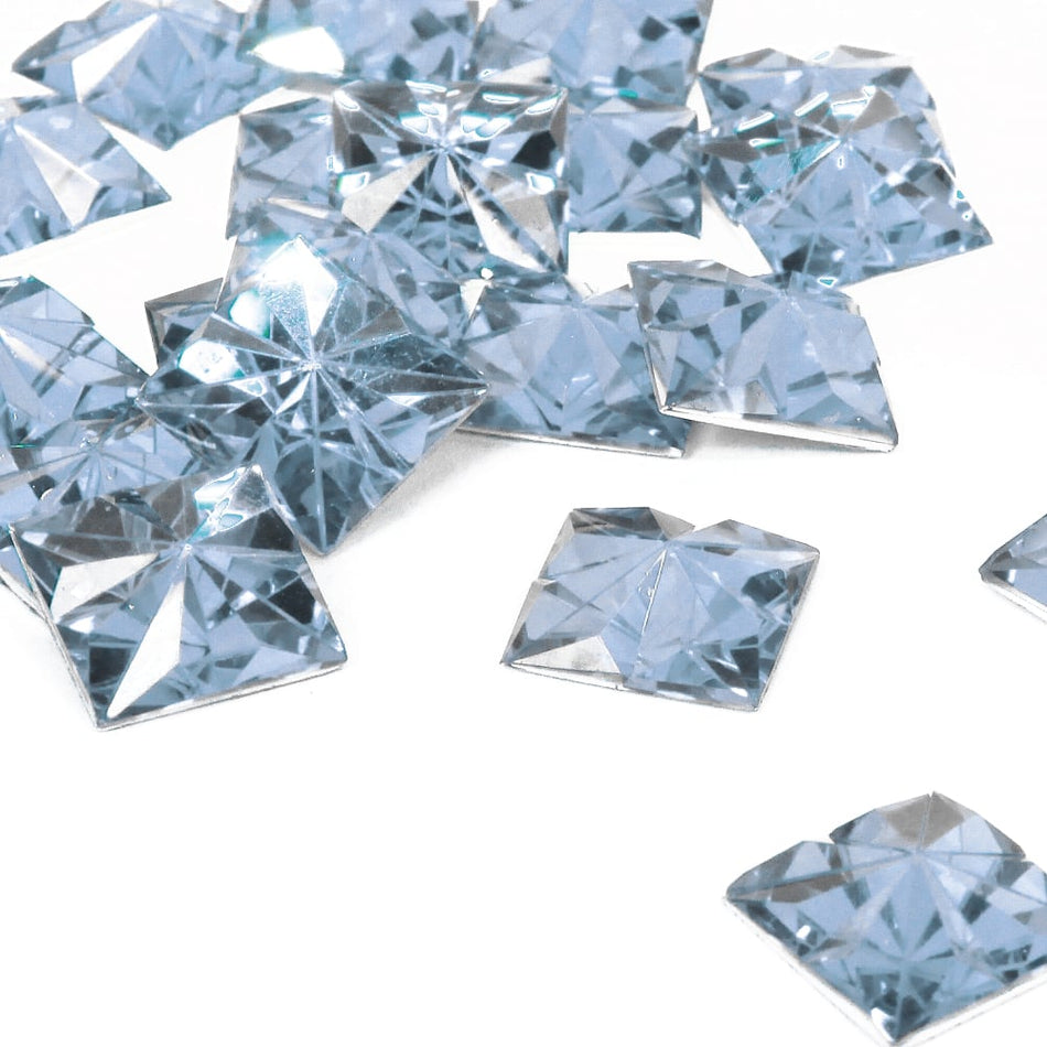 Square Flat-Back Star Engraved Acrylic Resin Rhinestone - 14x14mm (24 Pack)