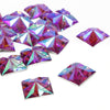 Square Flat-Back Star Engraved Acrylic Resin Rhinestone - 14x14mm (24 Pack)