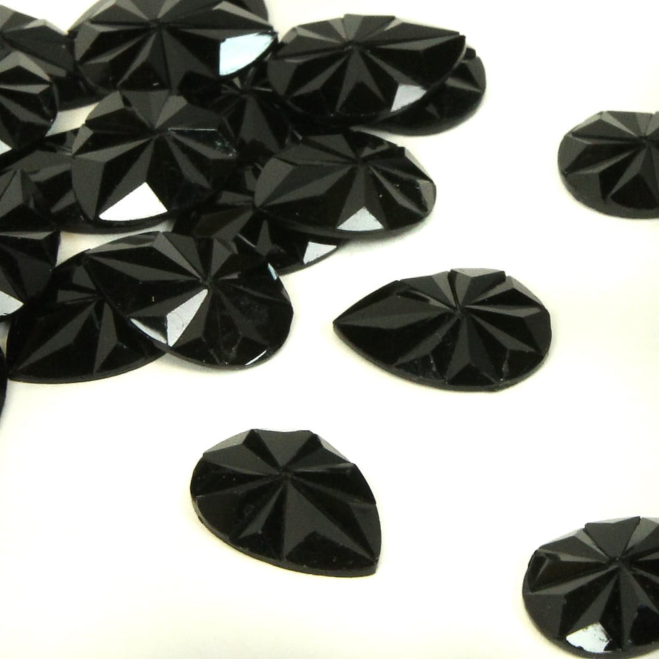 Teardrop Flat-Back Star Engraved Acrylic Resin Rhinestone -  13x18mm (24 Pack)