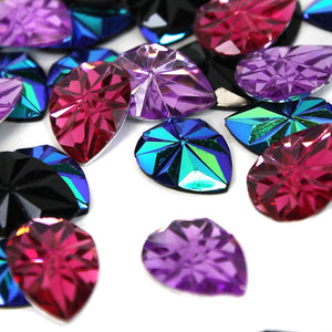 Teardrop Flat-Back Star Engraved Acrylic Resin Rhinestone -  13x18mm (24 Pack)