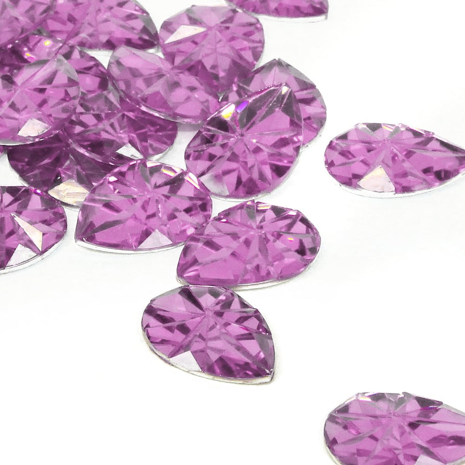 Teardrop Flat-Back Star Engraved Acrylic Resin Rhinestone -  13x18mm (24 Pack)