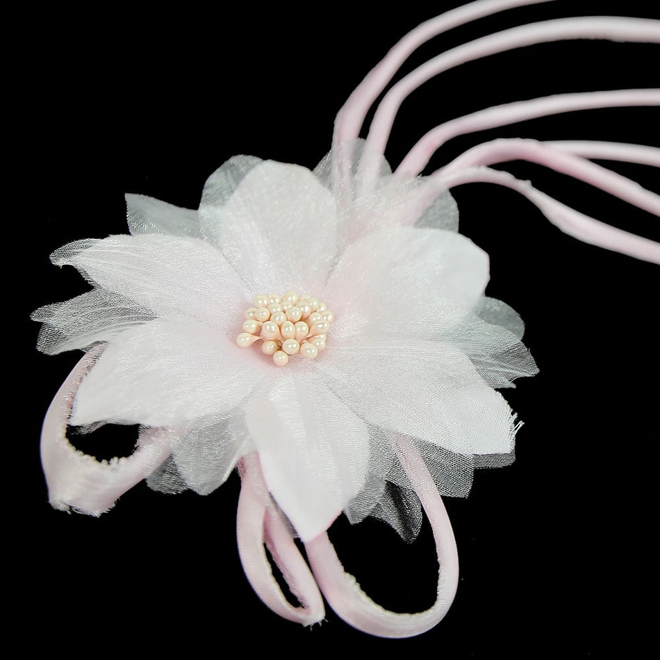 Flower Daisy w Pin & Satin Tassels