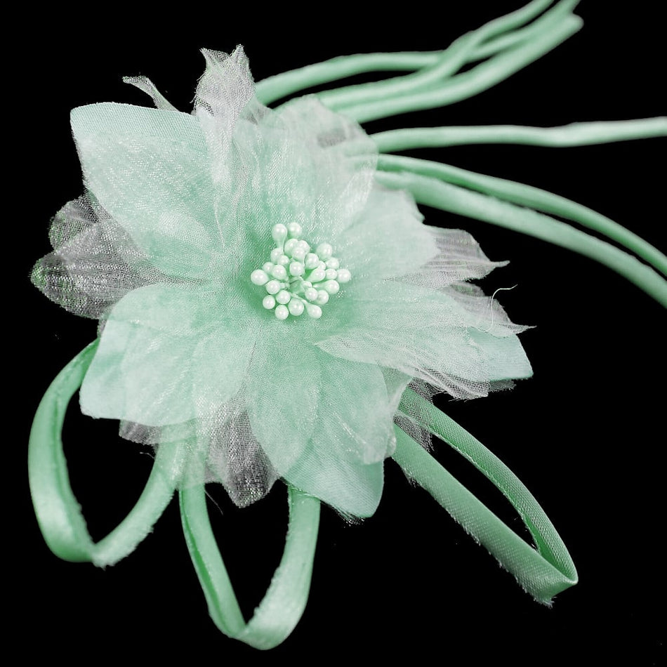 Flower Daisy w Pin & Satin Tassels