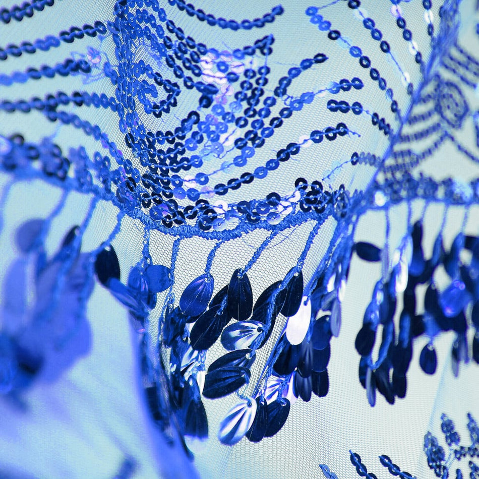 Bella Hanging Oval Sequins w Scalloped Edging Mesh