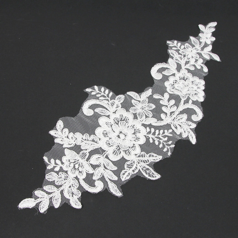 Floral & Leaf Lace Motif (Pair)