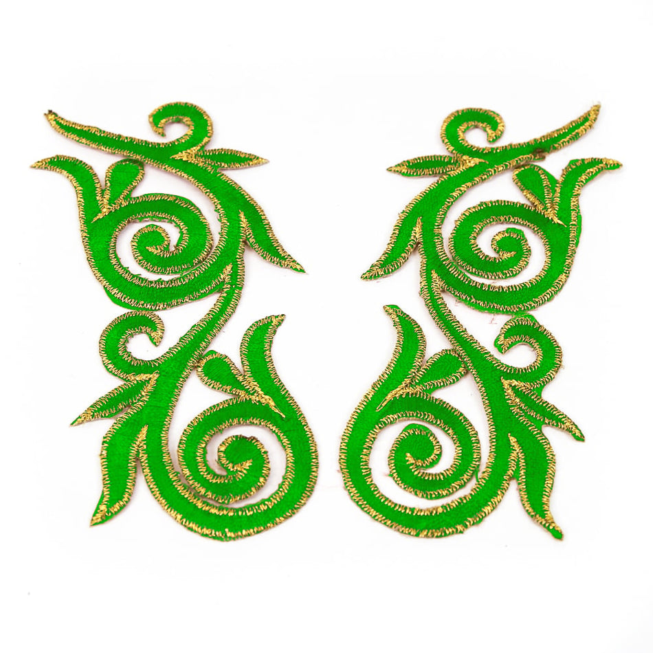 Regal Fleur (Left & Right) Royal Swirl Iron-On Embroidered Motif (Pair)