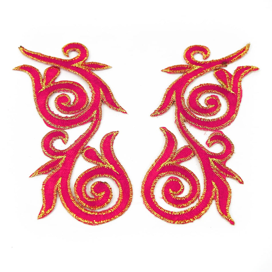 Regal Fleur (Left & Right) Royal Swirl Iron-On Embroidered Motif (Pair)