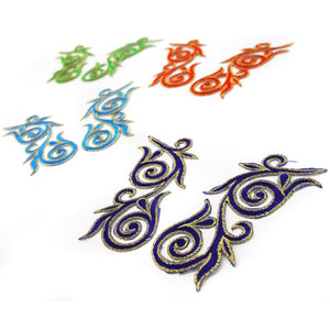 Regal Fleur (Left & Right) Royal Swirl Iron-On Embroidered Motif (Pair)
