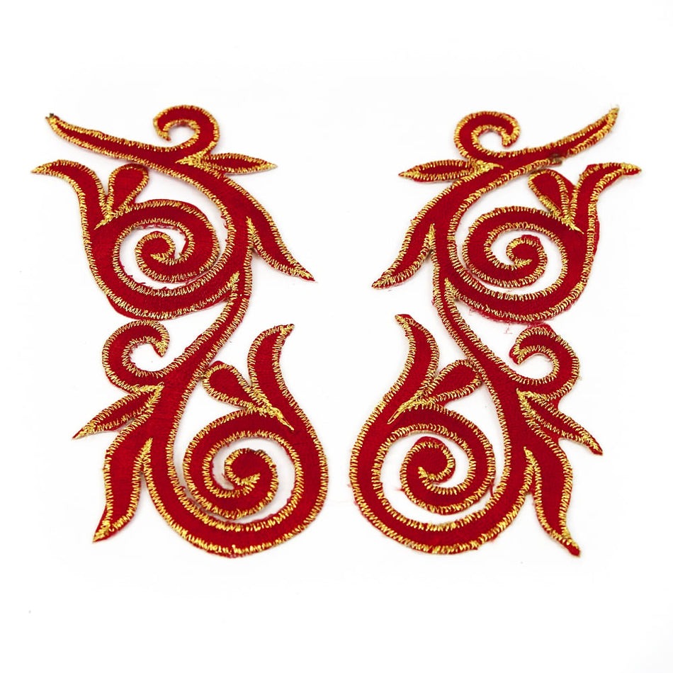 Regal Fleur (Left & Right) Royal Swirl Iron-On Embroidered Motif (Pair)