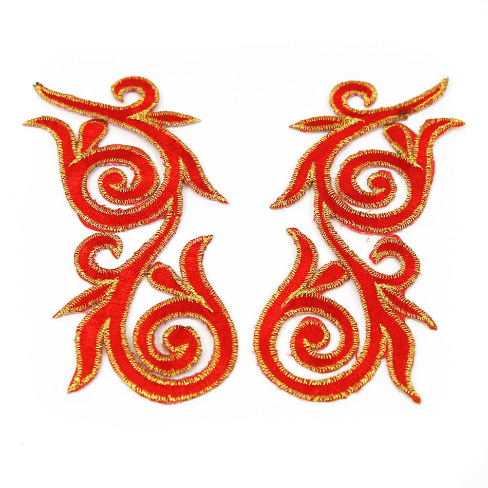 Regal Fleur (Left & Right) Royal Swirl Iron-On Embroidered Motif (Pair)
