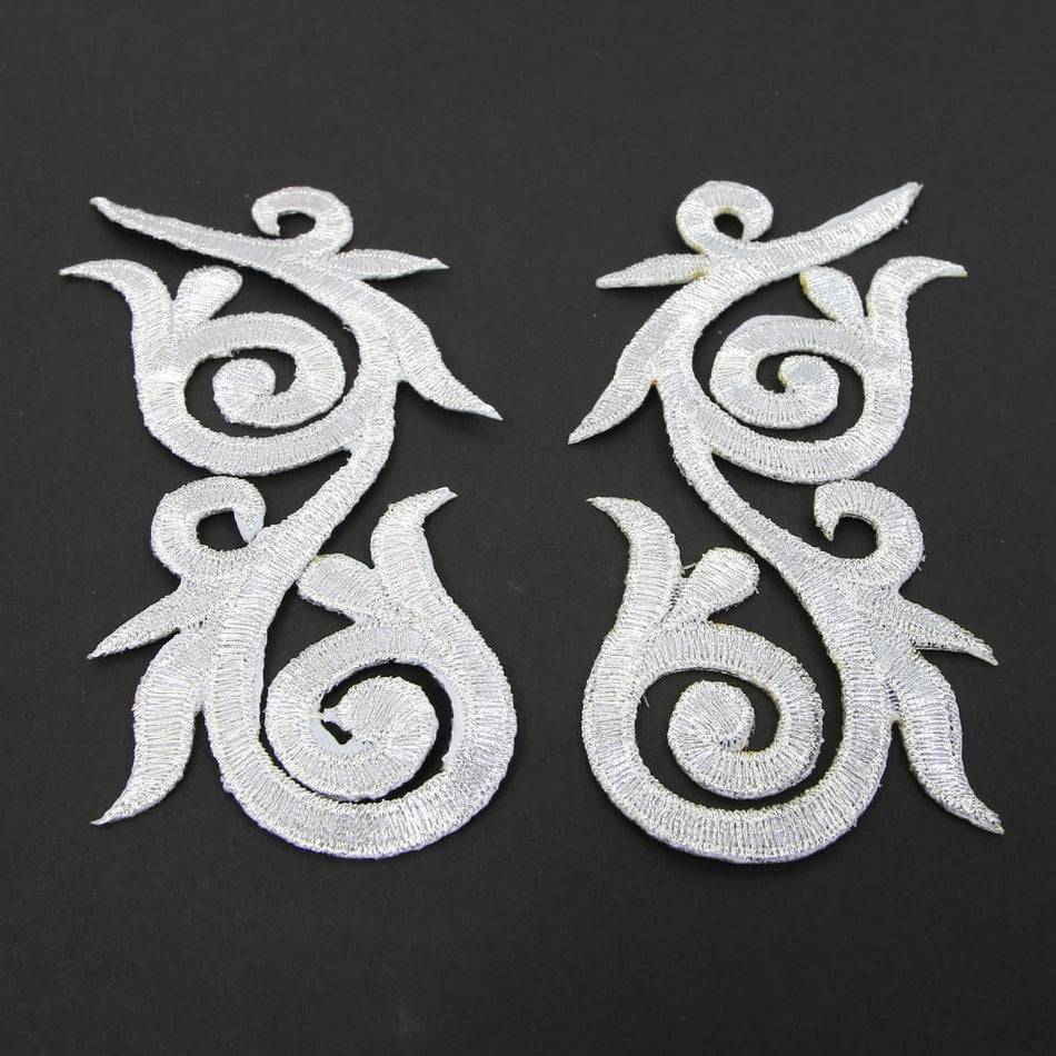 Regal Fleur (Left & Right) Royal Swirl Iron-On Embroidered Motif (Pair)