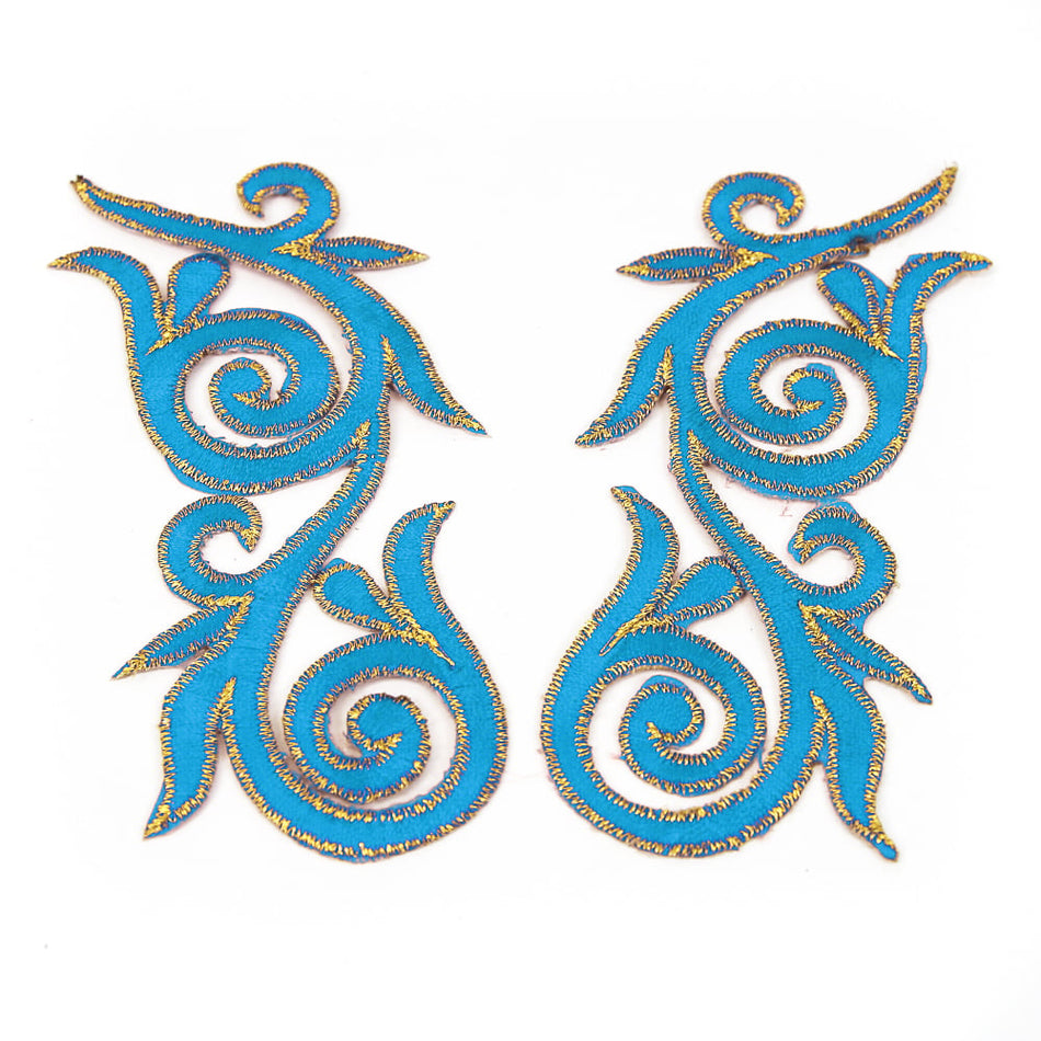 Regal Fleur (Left & Right) Royal Swirl Iron-On Embroidered Motif (Pair)