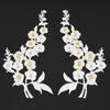 Wild Rose Flower Spray Iron-On Embroidered Motif (Pair)