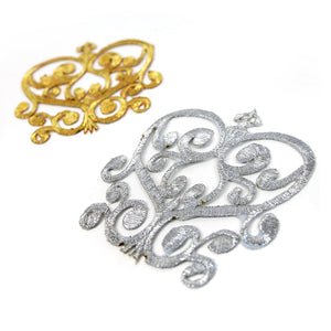 Regal Heart Crest Royal Swirl Iron-On Embroidered Motif