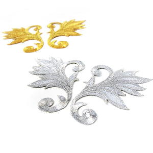 Baroque Leaves (Left & Right) Iron-On Embroidered Motif (Pair)