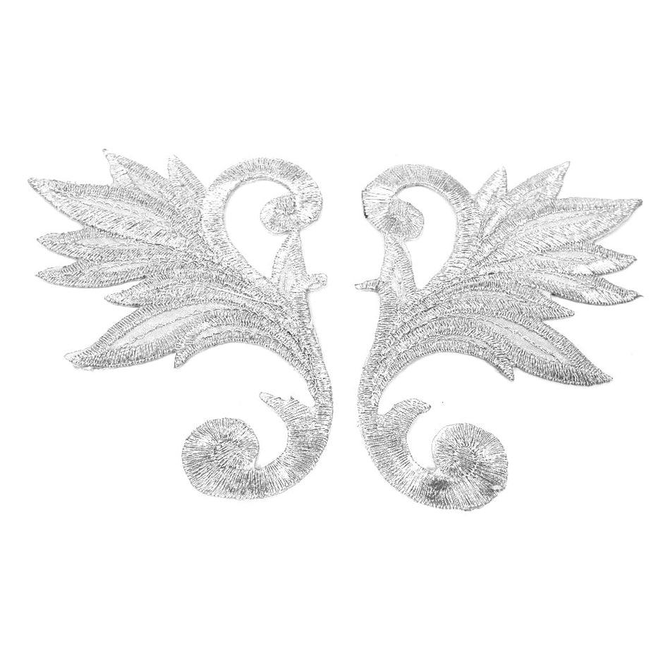 Baroque Leaves (Left & Right) Iron-On Embroidered Motif (Pair)