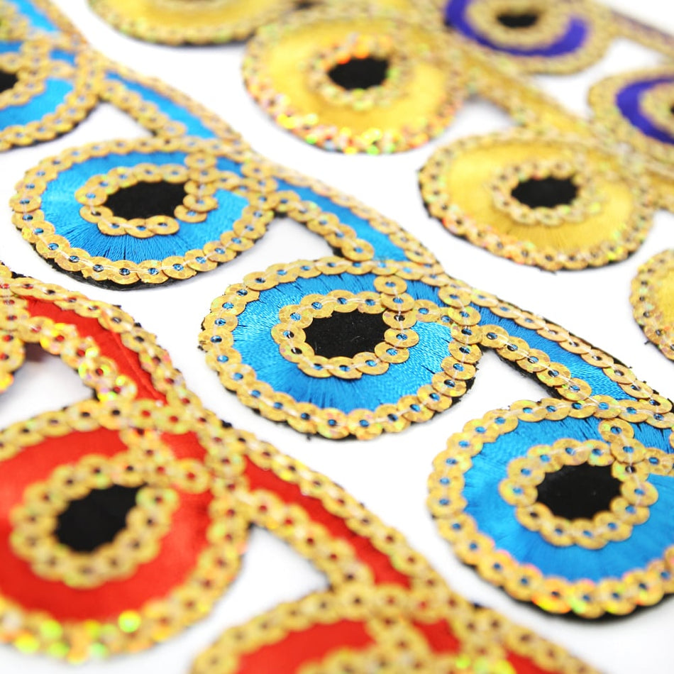 Loop-de-Loop Iron-On Embroidered Sequin Trim - 45mm (1.2m Cut)
