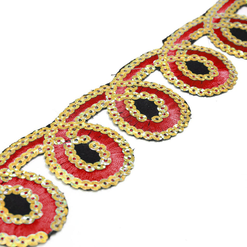 Loop-de-Loop Iron-On Embroidered Sequin Trim - 45mm (1.2m Cut)